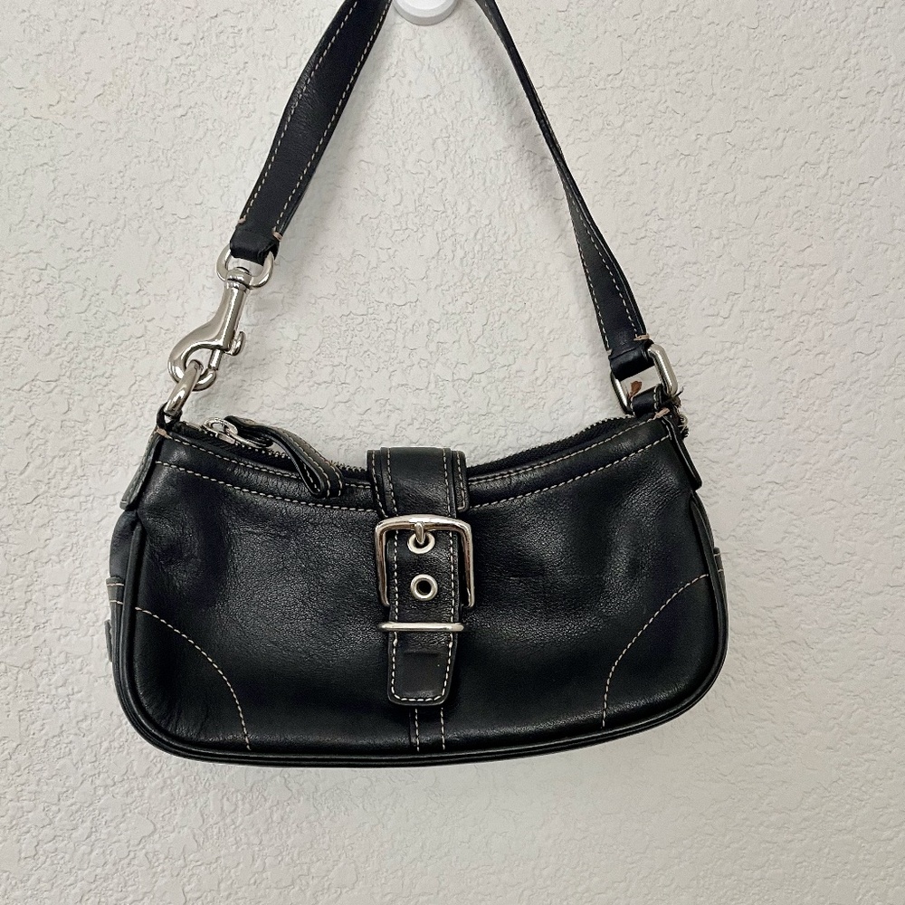 Coach F30-7542 Mini Black Leather Buckle Handbag